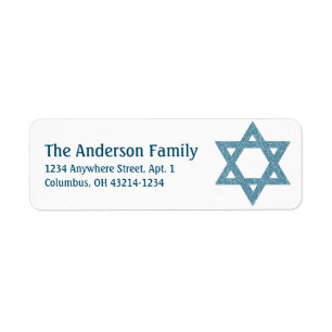 Glitter Star of David Hanukkah Address Labels d2