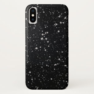 Glitter Stars2 - Silver Black iPhone X Case