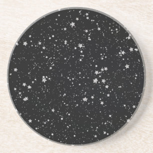 Glitter Stars2 - Silver Black Coaster
