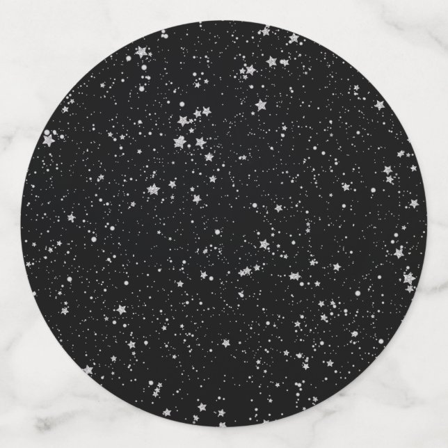 Glitter Stars2 - Silver Black Confetti (Large Front)