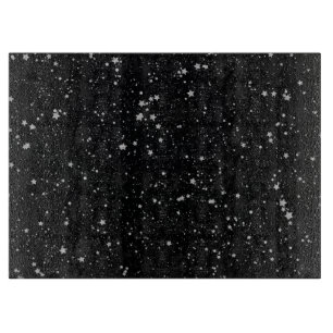 Glitter Stars2 - Silver Black Cutting Board