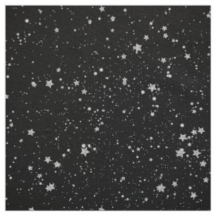 Glitter Stars2 - Silver Black Fabric
