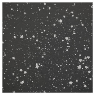 Glitter Stars2 - Silver Black Fabric