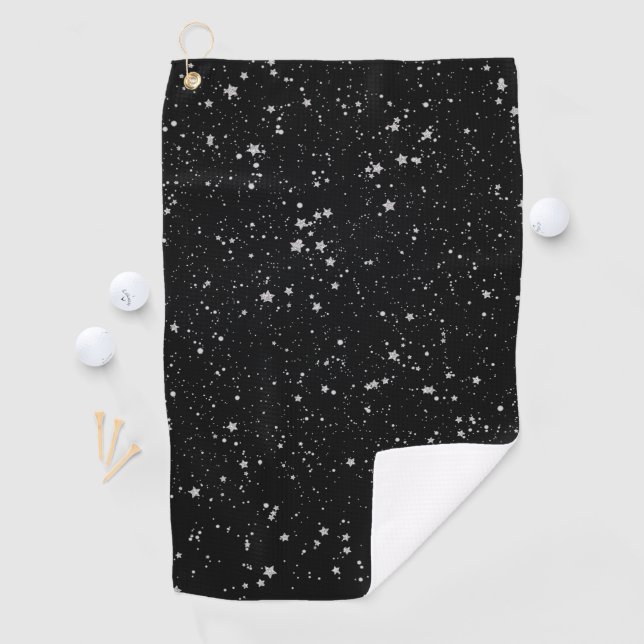 Glitter Stars2 - Silver Black Golf Towel (InSitu)