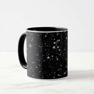 Glitter Stars2 - Silver Black Mug