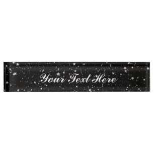Glitter Stars2 - Silver Black Nameplate