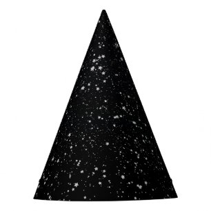 Glitter Stars2 - Silver Black Party Hat