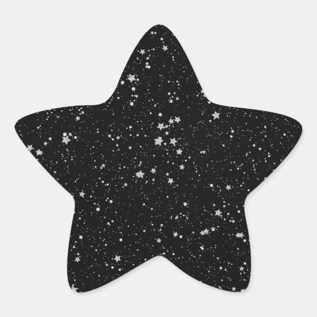 Glitter Stars2 - Silver Black Star Sticker (Front)