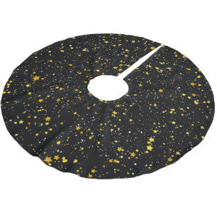 Glitter Stars3 - Gold Black Brushed Polyester Tree Skirt