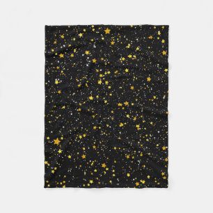 Glitter Stars3 - Gold Black Fleece Blanket