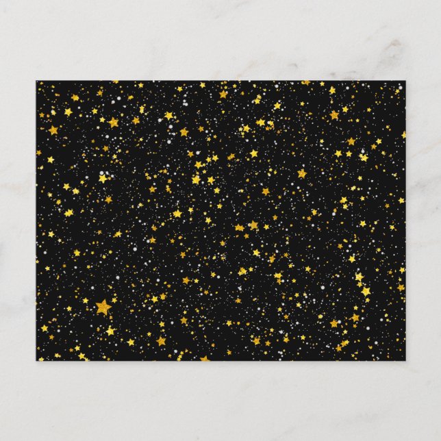 Glitter Stars3 - Gold Black Postcard (Front)