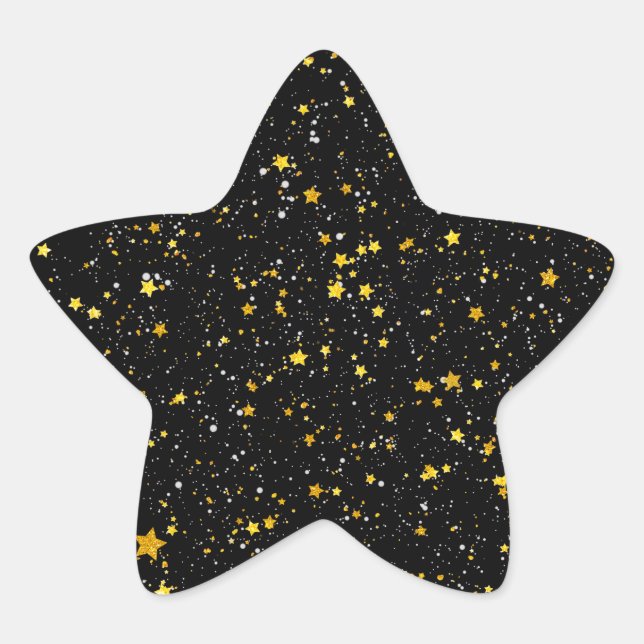 Glitter Stars3 - Gold Black Star Sticker (Front)