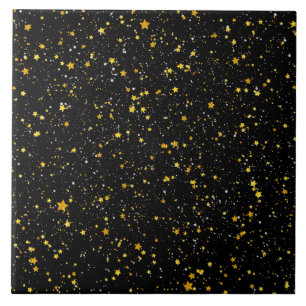 Glitter Stars3 - Gold Black Tile