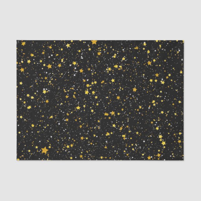 Glitter Stars3 - Gold Black Tissue Paper (Front)