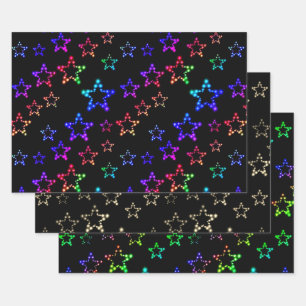 Glitter Stars Collection Wrapping Paper Sheet
