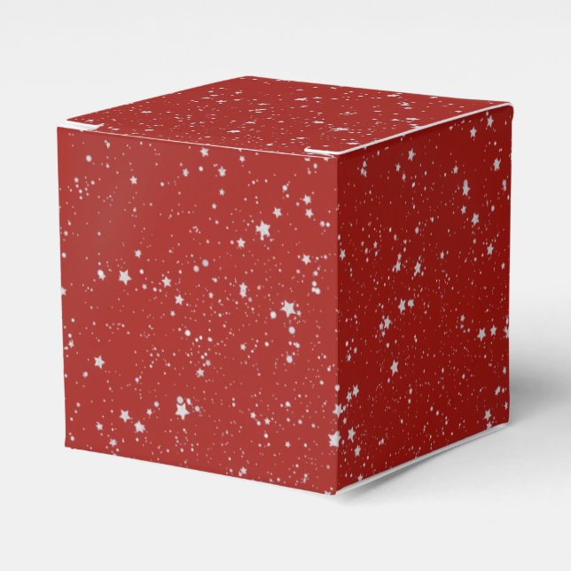 Glitter Stars - Silver Red Favour Box (Front Side)