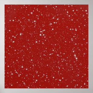 Glitter Stars - Silver Red Poster