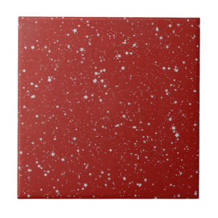 Glitter Stars - Silver Red Tile