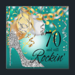 Glitter Stiletto 70th Birthday | teal silver Invitation<br><div class="desc">If you like high heels, you'll love this elegant, trendy, stylish and glamourous "Glitter* Stiletto" teal and silver invitation for a fabulous 70th milestone birthday or any special celebration! Use the CUSTOMIZE IT button to add your own text. Matching cocktail napkins, coasters, paper plates, stickers, postage stamps and magnet favours...</div>