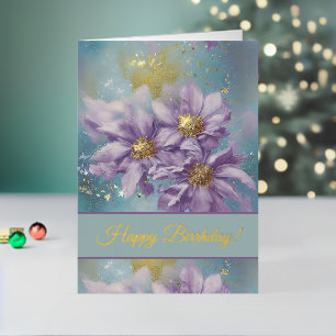 Glitter Storm Fantasy Flowers Foil Holiday Card