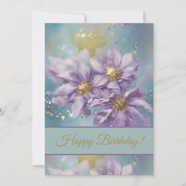 Glitter Storm Fantasy Flowers  Holiday Card (Front)