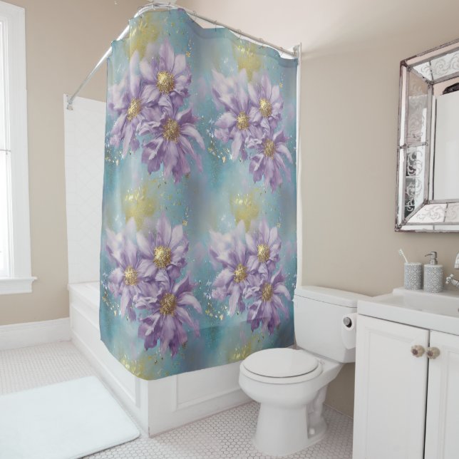 Glitter Storm Fantasy Flowers    Shower Curtain (In Situ)