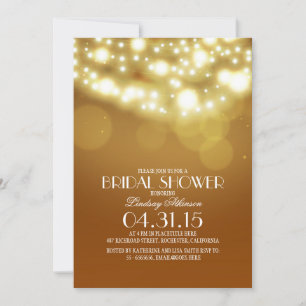 glitter string lights vintage bridal shower invitation