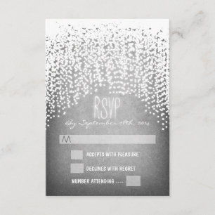 glitter string lights wedding RSVP cards