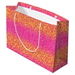 Glitter Stripes,Pink-Yellow-GIFT BAG L