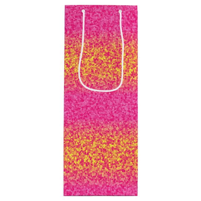 Glitter Stripes,Pink-Yellow-WINE GIFT BAG (Front)