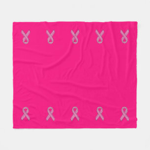 Glitter Style Pink Ribbon Awareness Fuchsia Fleece Blanket