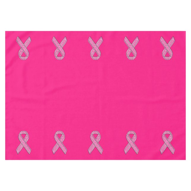 Glitter Style Pink Ribbon Awareness Fuchsia Tablecloth (Front (Horizontal))