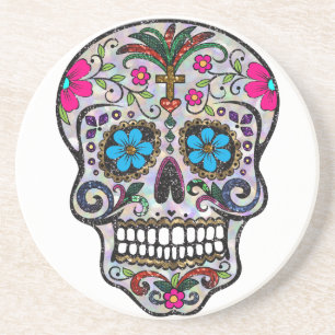glitter Sugar Skull Coaster
