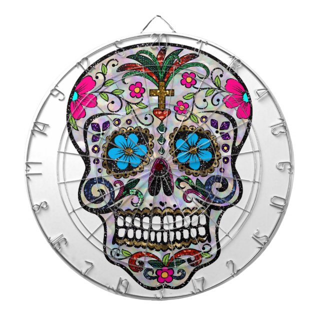 glitter Sugar Skull Dartboard (Front)