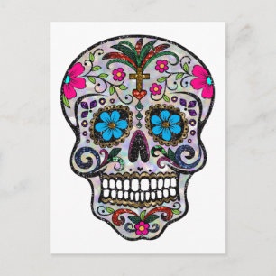 glitter Sugar Skull Postcard