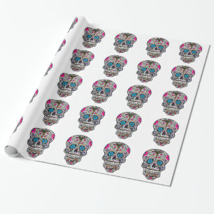 glitter Sugar Skull Wrapping Paper
