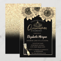 Glitter, Sunflowers,Wine Glass Tiara Quinceanera