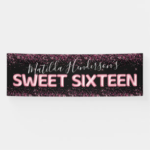 Glitter Sweet Sixteen 16th Birthday Party Banner