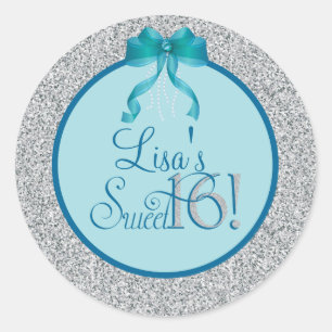 Glitter, Sweet Sixteen Party Stickers