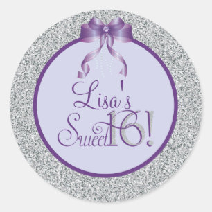 Glitter, Sweet Sixteen Party Stickers