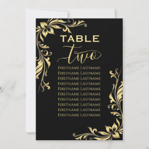 glitter Table Number two 2 black Seating Chart