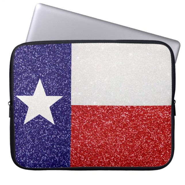 Glitter Texas flag laptop sleeve (Front)