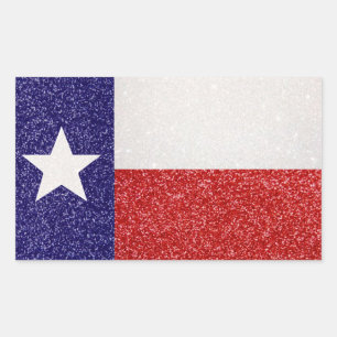 Glitter Texas flag rectangle stickers