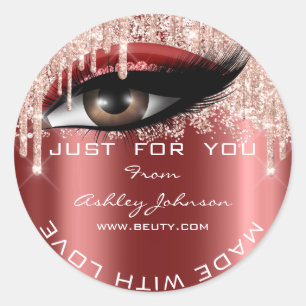 Glitter Thank Eyelash Rose Burgund Made With Love Classic Round Sticker