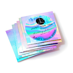 Glitter Thank Logo Holograph Made With Love Drips Classic Round Sticker