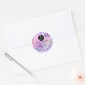 Glitter Thank Logo Holograph Metal Pink Purple Classic Round Sticker (Envelope)