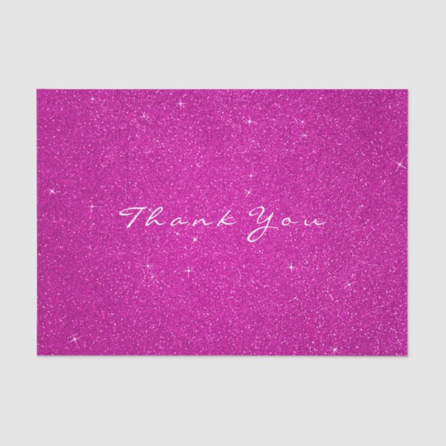 Glitter Thank You Fuchsia HotPink Rose Favour Whit Tissue Paper (Front)