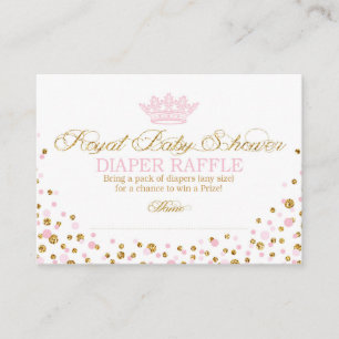 Glitter Tiara Royal Princess Diaper Raffle Ticket Enclosure Card