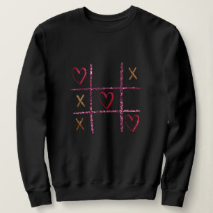 Glitter Tic Tac Toe Graphic XOXO Valentines Sweatshirt