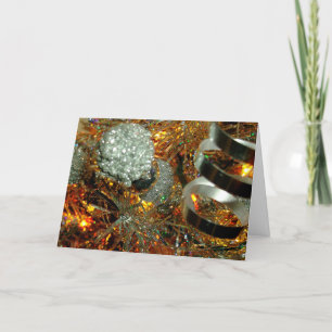 Glitter, Tinsel, Christmas tree ornament Sparkle Holiday Card
